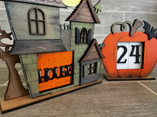 Load image into Gallery viewer, MINI Halloween Interchangeable Leaning Sign File SVG, Pumpkin, Tiered Tray Glowforge, LuckyHeartDesignsCo