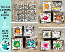 Load image into Gallery viewer, MINI Seasonal Interchangeable Frame Leaning Sign File SVG, Tiered Tray Glowforge, LuckyHeartDesignsCo