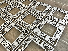 Load image into Gallery viewer, MINI Seasonal Interchangeable Frame Leaning Sign File SVG, Tiered Tray Glowforge, LuckyHeartDesignsCo