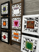 Load image into Gallery viewer, MINI Seasonal Interchangeable Frame Leaning Sign File SVG, Tiered Tray Glowforge, LuckyHeartDesignsCo
