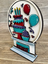 Load image into Gallery viewer, Birthday Snow Globe Interchangeable File SVG, Glowforge, Tiered Tray LuckyHeartDesignsCo