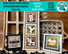 Load image into Gallery viewer, Pearl Scroll Frame Backers Interchangeable Leaning Sign File SVG, Glowforge, Farmhouse, LuckyHeartDesignsCo
