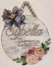 Load image into Gallery viewer, Floral Nursery Round Sign File SVG, Glowforge Laser, Flower Sign, LuckyHeartDesignsCo