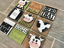Load image into Gallery viewer, MINI Cow Interchangeable Leaning Sign File SVG, Farm Tiered Tray Glowforge, LuckyHeartDesignsCo