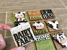 Load image into Gallery viewer, MINI Cow Interchangeable Leaning Sign File SVG, Farm Tiered Tray Glowforge, LuckyHeartDesignsCo