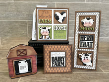 Load image into Gallery viewer, MINI Cow Interchangeable Leaning Sign File SVG, Farm Tiered Tray Glowforge, LuckyHeartDesignsCo