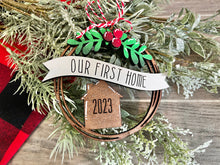 Load image into Gallery viewer, Grapevine Initial Personalized Christmas Ornament File SVG, Glowforge Wreath Holiday Farmhouse, LuckyHeartDesignsCo