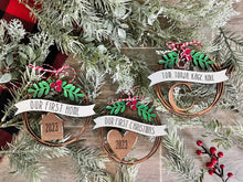 Load image into Gallery viewer, Grapevine Initial Personalized Christmas Ornament File SVG, Glowforge Wreath Holiday Farmhouse, LuckyHeartDesignsCo