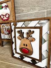 Load image into Gallery viewer, Santa and Mrs. Christmas Interchangeable Leaning Sign File SVG, Rudolph, Glowforge, LuckyHeartDesignsCo