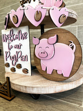 Load image into Gallery viewer, Pig Farm Quick and Easy Tiered Tray File SVG, Glowforge Tier Tray Farmhouse Decor, LuckyHeartDesignsCo