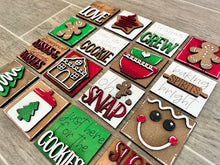 Load image into Gallery viewer, MINI Gingerbread Christmas Interchangeable Leaning Sign File SVG, Cookies Santa Tiered Tray Glowforge, LuckyHeartDesignsCo