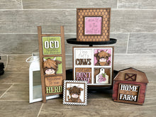 Load image into Gallery viewer, MINI Highland Cow Interchangeable Leaning Sign File SVG, Farm Tiered Tray Glowforge, LuckyHeartDesignsCo