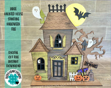 Load image into Gallery viewer, Large Haunted House Standing Halloween File SVG, Glowforge, LuckyHeartDesignsCo