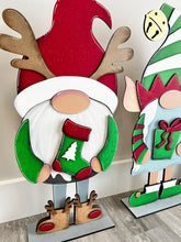 Load image into Gallery viewer, Christmas Porch Gnome Interchangeable Leaning Sign Gnome File SVG, Glowforge Pumpkin , LuckyHeartDesignsCo