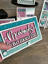 Load image into Gallery viewer, MINI Mermaid Interchangeable Leaning Sign File SVG, Summer Tiered Tray Glowforge, LuckyHeartDesignsCo