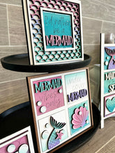 Load image into Gallery viewer, MINI Mermaid Interchangeable Leaning Sign File SVG, Summer Tiered Tray Glowforge, LuckyHeartDesignsCo