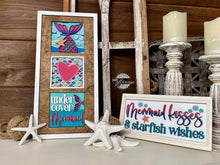 Load image into Gallery viewer, Mermaid Interchangeable Leaning Sign File SVG, Beach Tiered Tray Glowforge, LuckyHeartDesignsCo