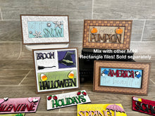 Load image into Gallery viewer, MINI Rectangle Seasonal Set Interchangeable Leaning Sign File SVG, Tiered Tray Glowforge, LuckyHeartDesignsCo
