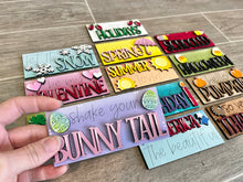 Load image into Gallery viewer, MINI Rectangle Seasonal Set Interchangeable Leaning Sign File SVG, Tiered Tray Glowforge, LuckyHeartDesignsCo