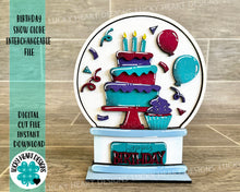 Load image into Gallery viewer, Birthday Snow Globe Interchangeable File SVG, Glowforge, Tiered Tray LuckyHeartDesignsCo