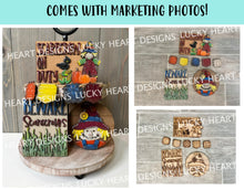 Load image into Gallery viewer, Scarecrow Fall Quick and Easy Tiered Tray File SVG, Glowforge Pumpkin Tier Tray, LuckyHeartDesignsCo