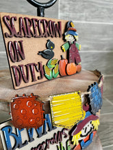 Load image into Gallery viewer, Scarecrow Fall Quick and Easy Tiered Tray File SVG, Glowforge Pumpkin Tier Tray, LuckyHeartDesignsCo