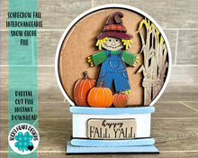 Load image into Gallery viewer, Scarecrow Fall Snow Globe Interchangeable File SVG, Glowforge Pumpkin, Tiered Tray LuckyHeartDesignsCo