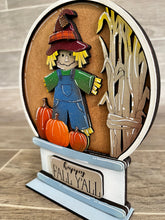 Load image into Gallery viewer, Scarecrow Fall Snow Globe Interchangeable File SVG, Glowforge Pumpkin, Tiered Tray LuckyHeartDesignsCo