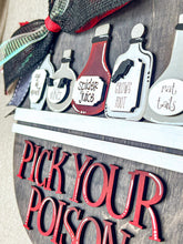 Load image into Gallery viewer, Pick Your Poison Halloween Door Hanger File SVG, Glowforge Witch, LuckyHeartDesignsCo