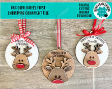 Load image into Gallery viewer, Rudolph Baby's First Christmas File SVG, Glowforge, LuckyHeartDesignsCo