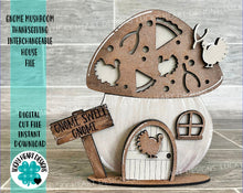 Load image into Gallery viewer, Gnome Mushroom Thanksgiving Interchangeable House File SVG, (add on) Pumpkin Tiered Tray, Glowforge, LuckyHeartDesignsCoPeace Love