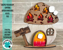 Load image into Gallery viewer, Gnome Mushroom Bee Interchangeable House File SVG, (add on) Tiered Tray, Glowforge, LuckyHeartDesignsCo