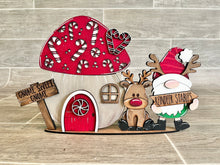 Load image into Gallery viewer, Gnome Mushroom Christmas Candy Cane Interchangeable House File SVG, (add on) Tiered Tray, Glowforge, LuckyHeartDesignsCo