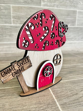 Load image into Gallery viewer, Gnome Mushroom Christmas Candy Cane Interchangeable House File SVG, (add on) Tiered Tray, Glowforge, LuckyHeartDesignsCo