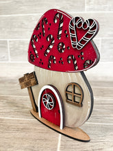 Load image into Gallery viewer, Gnome Mushroom Christmas Candy Cane Interchangeable House File SVG, (add on) Tiered Tray, Glowforge, LuckyHeartDesignsCo