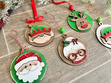 Load image into Gallery viewer, Christmas Squad Ornament File SVG, Santa Rudolph Glowforge, LuckyHeartDesignsCo