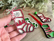 Load image into Gallery viewer, Stocking Christmas Ornament File SVG, Santa Glowforge, LuckyHeartDesignsCo