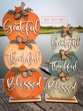 Load image into Gallery viewer, Grateful Thankful Blessed Stacking Pumpkins File SVG, Fall Glowforge, LuckyHeartDesignsCo