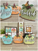 Load image into Gallery viewer, Grateful Thankful Blessed Pumpkin Trio File SVG, Fall Glowforge, Fall LuckyHeartDesignsCo