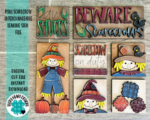 Load image into Gallery viewer, MINI Scarecrow Interchangeable Leaning Sign File SVG, Pumpkin Tiered Tray Glowforge, LuckyHeartDesignsCo