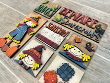 Load image into Gallery viewer, MINI Scarecrow Interchangeable Leaning Sign File SVG, Pumpkin Tiered Tray Glowforge, LuckyHeartDesignsCo