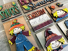 Load image into Gallery viewer, MINI Scarecrow Interchangeable Leaning Sign File SVG, Pumpkin Tiered Tray Glowforge, LuckyHeartDesignsCo