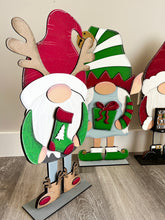 Load image into Gallery viewer, Christmas Porch Gnome Interchangeable Leaning Sign Gnome File SVG, Glowforge Pumpkin , LuckyHeartDesignsCo