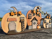Load image into Gallery viewer, Pumpkin Standing Houses Fall File SVG, Fall Glowforge, Village, LuckyHeartDesignsCo