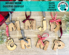 Load image into Gallery viewer, Alphabet Initial Christmas Ornament File SVG, Glowforge, Keychain, LuckyHeartDesignsCo