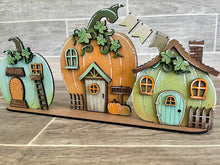 Load image into Gallery viewer, Pumpkin Standing Houses Fall File SVG, Fall Glowforge, Village, LuckyHeartDesignsCo