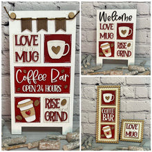 Load image into Gallery viewer, MINI Coffee Interchangeable Leaning Sign File SVG, Tiered Tray Glowforge, LuckyHeartDesignsCo