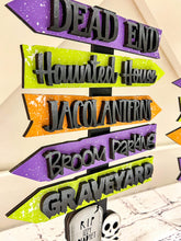 Load image into Gallery viewer, Spooky Halloween Street Sign File, Glowforge, LuckyHeartDesignsCo