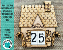 Load image into Gallery viewer, Mini Christmas Gingerbread House Countdown Interchangeable Leaning Sign File SVG, Glowforge Holiday Decor, LuckyHeartDesignsCo