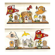 Load image into Gallery viewer, Standing Mushroom Houses Set Gnome File SVG, Fall Glowforge, Fairy Village, LuckyHeartDesignsCo